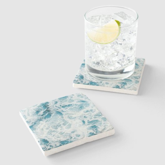 Blaue Pazifikwelle Steinuntersetzer (Seitenansicht)