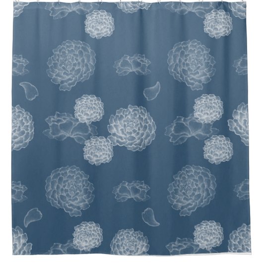 Blaue Peere nahtlose Blumenmuster Duschvorhang (Vorderseite)