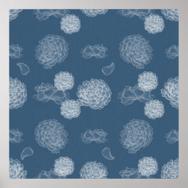 Blaue Peere nahtlose Blumenmuster Poster