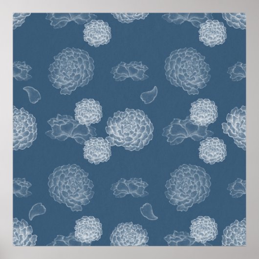 Blaue Peere nahtlose Blumenmuster Poster (Vorne)