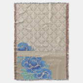 BLAUE PEONIES & DAMASK - Keuchblanken Decke (Vorderseite Vertikal)