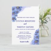 Blaue Perennials vergessen-ich nicht Hochzeit Einladung (Stehend Vorderseite)