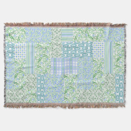 Blaue Periwinkeln Blume Vintage Imitate Pattern Decke