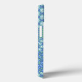 Blaue Periwinkle-Blumen-Boho-Faux-Patchwork-Muster Case-Mate iPhone Hülle (Rückseite / Rechts)