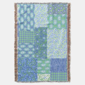 Blaue Periwinkle Floral Boho Imitate Muster Muster Decke (Vorderseite Vertikal)