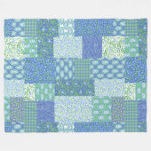 Blaue Periwinkle Floral Boho Imitate Muster Muster Fleecedecke (Vorderseite (Horizontal))