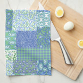 Blaue Periwinkle Floral Boho Imitate Muster Muster Handtuch (Viertel Falte)