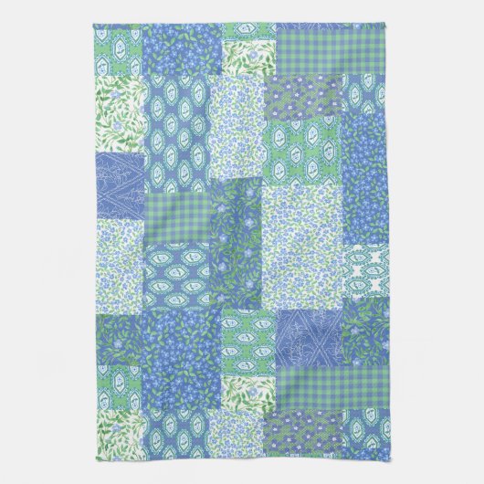 Blaue Periwinkle Floral Boho Imitate Muster Muster Handtuch (Vertikal)