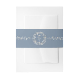 Blaue Periwinkle-Wildblumen-Hochzeitsgürtel Einladungsbanderole