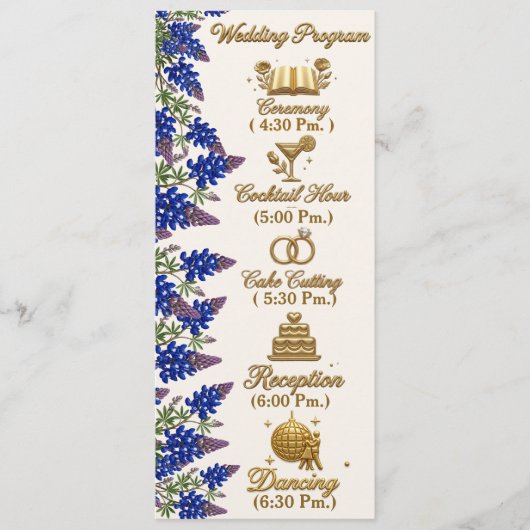 Blaue Perle Elegante Florale Hochzeitsprogramm Programm (Vorderseite)