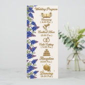 Blaue Perle Elegante Florale Hochzeitsprogramm Programm (Stehend Vorderseite)
