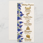 Blaue Perle Elegante Florale Hochzeitsprogramm Programm (Vorne/Hinten)