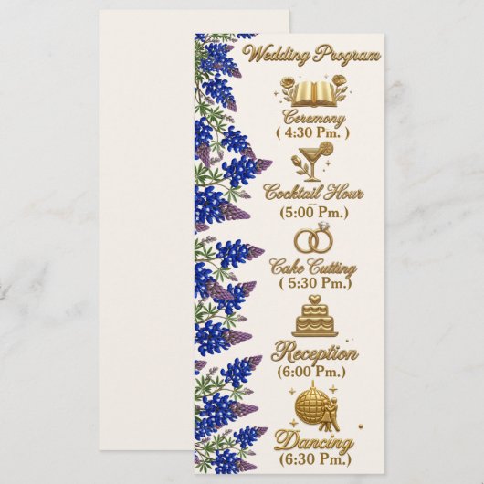 Blaue Perle Elegante Florale Hochzeitsprogramm Programm (Vorne/Hinten)