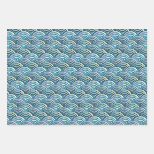 Blaue Perle Fischskala Muster Geschenkpapier Set (Vorderseite 2)