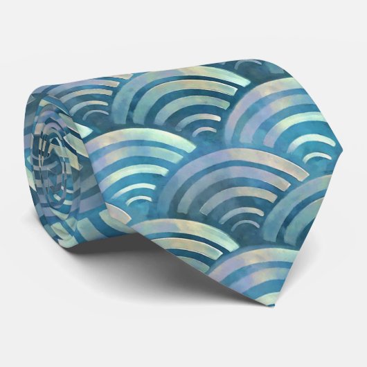Blaue Perle Fischskala Muster Krawatte (Gerollt)