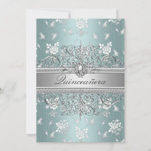 Blaue Perle & Rose Quinceanera-Ankündigungen Einladung