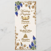 Blaue Perlen Elegante Florale Hochzeitsprogramm Programm (Vorderseite)