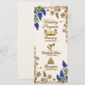 Blaue Perlen Elegante Florale Hochzeitsprogramm Programm (Vorne/Hinten)