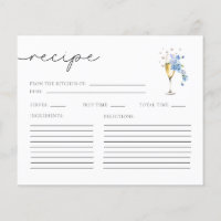 Blaue Perlen & Prosecco Brautparty Weinkarte