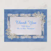 Blaue Perlen, Spitzen und Elfenbein Ankündigungspostkarte (Vorderseite)