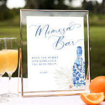 Blaue Perlen und Prosecco Mimosa Bar Sign