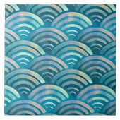 Blaue Perlenfische-Scales-Muster Fliese (Vorderseite)