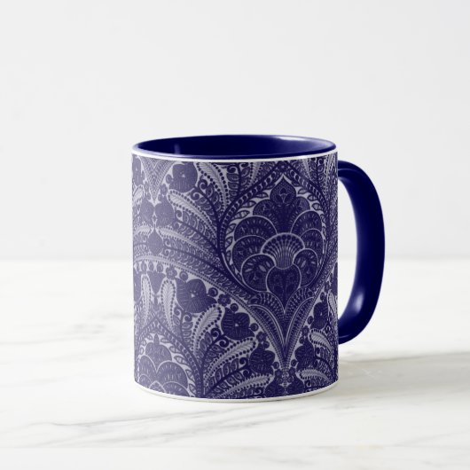 Blaue persische Blumendruck-Tasse Tasse (VorderseiteRechts)