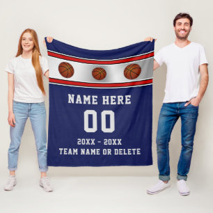 Blaue personalisierte Basketball-Geschenke für die Fleecedecke