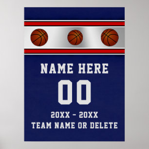 Blaue personalisierte Basketball-Schulabgangs-Plak Poster