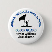 Blaue personalisierte Farbgarde der High School Button (Vorderseite)