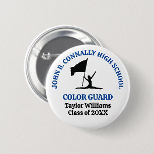 Blaue personalisierte Farbgarde der High School Button