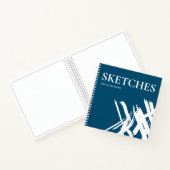 Blaue Personalisierte moderne Striche Skizzen Notizblock (Innenseite)