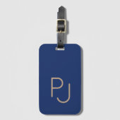 Blaue Personalisierte Monogramm-Maskuline Gepäckanhänger (Vorderseite Vertikal)