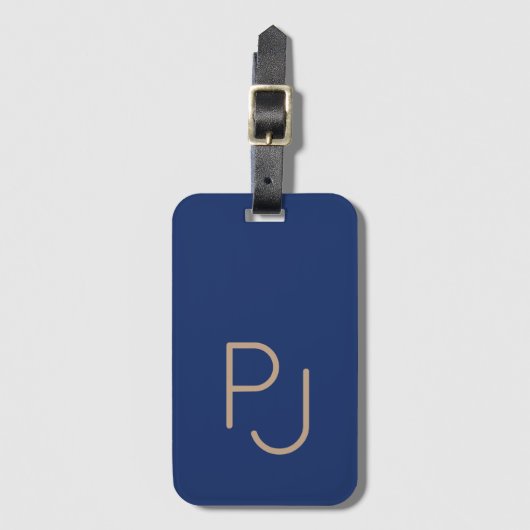 Blaue Personalisierte Monogramm-Maskuline Gepäckanhänger (Vorderseite Vertikal)