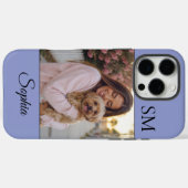 Blaue personalisierte Namensinitialen Ein Foto Case-Mate iPhone Hülle (Rückseite (Horizontal))