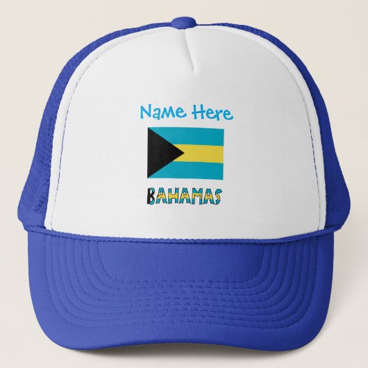 Blaue Personalisierung der Bahamas und der Bahamas Truckerkappe (Vorderseite)