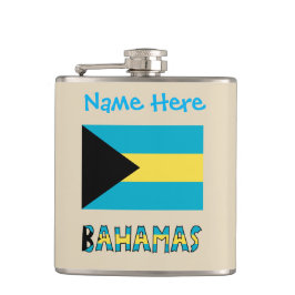 Blaue Personalisierung der Flagge Bahamas Bahamas Flachmann