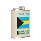 Blaue Personalisierung der Flagge Bahamas Bahamas  Flachmann (Rechts)