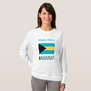 Blaue Personalisierung der Flagge Bahamas Bahamian T-Shirt