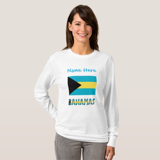 Blaue Personalisierung der Flagge Bahamas Bahamian T-Shirt (Vorne ganz)