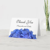 Blaue Perwinkle, elegante Blumenhydrangeas Dankeskarte (Vorderseite)