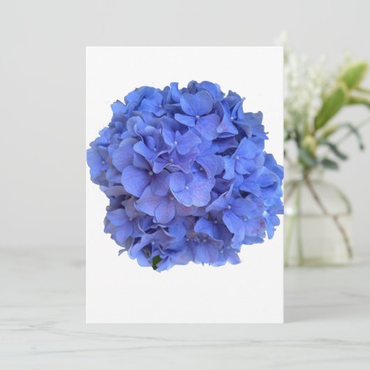 Blaue Perwinkle, elegante Blumenhydrangeas Einladung (Stehend Vorderseite)