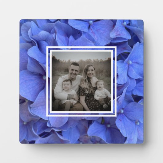 Blaue Perwinkle, elegante Blumenhydrangeas Fotoplatte (Vorderseite)