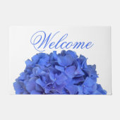 Blaue Perwinkle, elegante Blumenhydrangeas Fußmatte (Vorderseite)