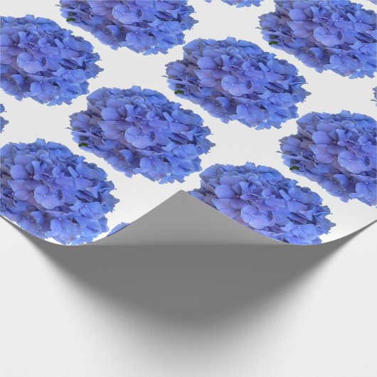Blaue Perwinkle, elegante Blumenhydrangeas Geschenkpapier (Ecke)
