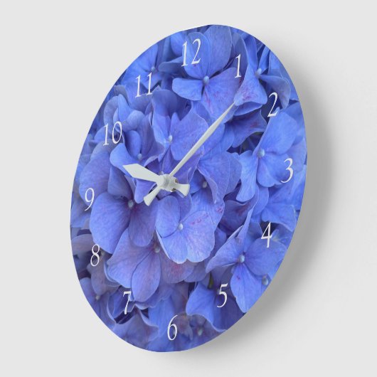 Blaue Perwinkle, elegante Blumenhydrangeas Große Wanduhr (Winkel)