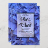 Blaue Perwinkle elegante Blumenhydrangeas Hochzeit Einladung (Vorne/Hinten)