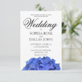 Blaue Perwinkle elegante Blumenhydrangeas Hochzeit Einladung (Stehend Vorderseite)