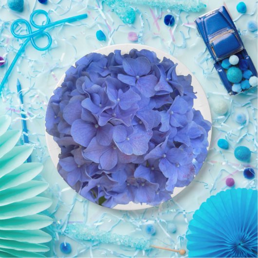 Blaue Perwinkle, elegante Blumenhydrangeas Pappteller (Party)