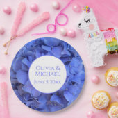 Blaue Perwinkle, elegante Blumenhydrangeas Pappteller (Party)